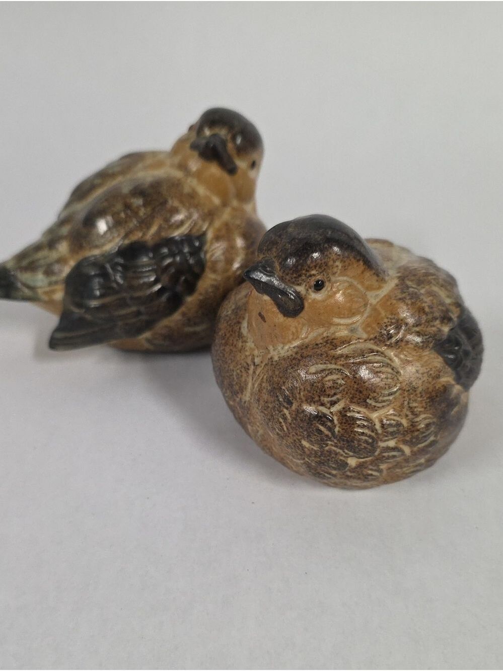 Vintage Set Of (2) Ceramic Rustic Baby Bird Figurines, Made In Japan
